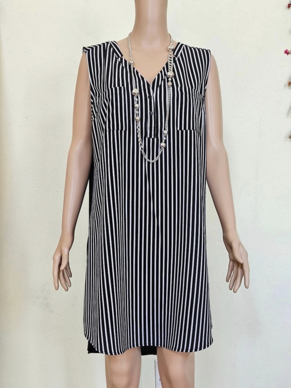 Striped Mini Dress in Black & White Like New